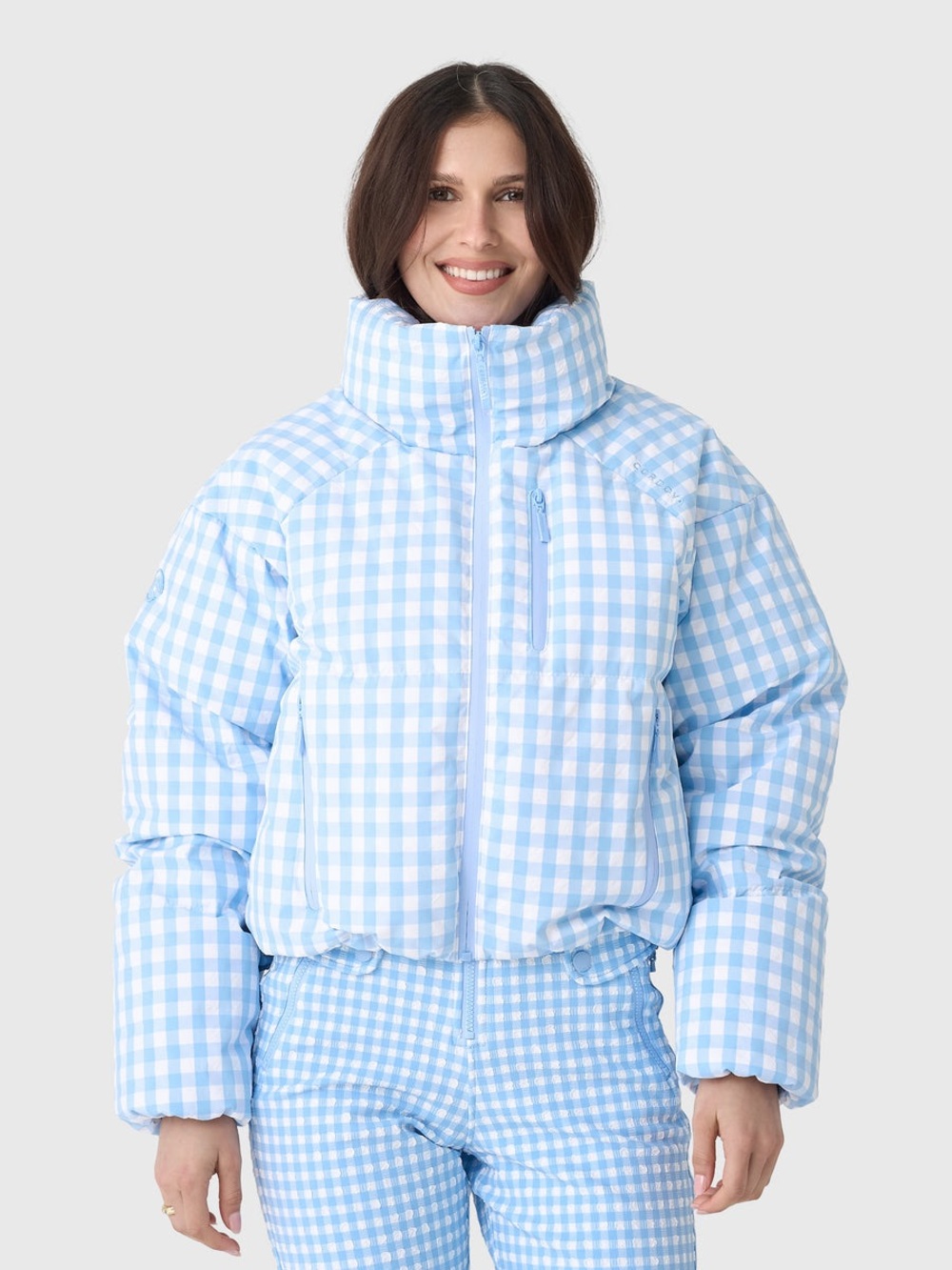 Cordova Cortina Gingham Blue Ski Jacket NWT Medium Down Waterproof Baby Blue